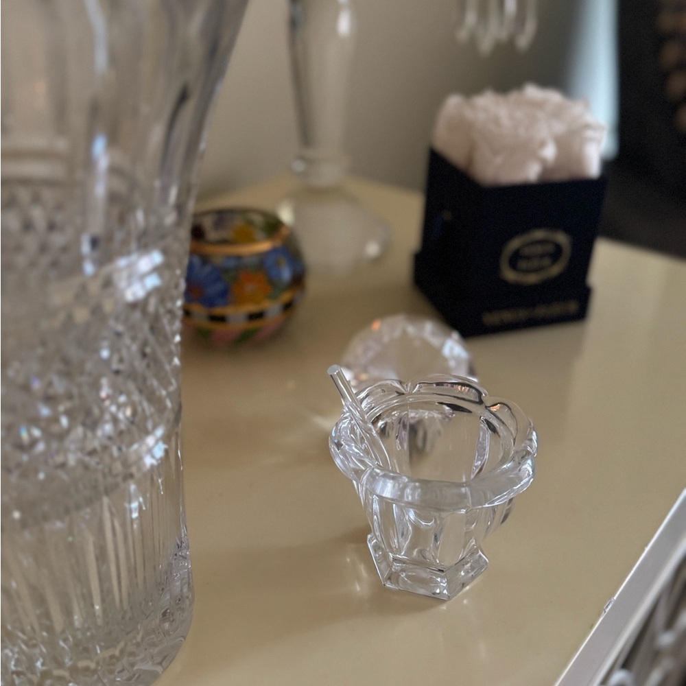Baccarat Crystal Jam Jar w Matching Baccarat spoon.. Heightens any 🏡 aesthetic - Picture 2 of 9